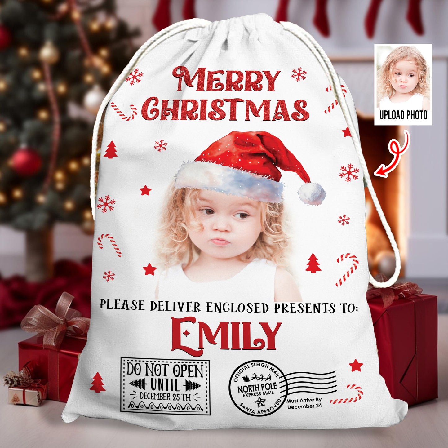 Personalized Merry Christmas Photo - Christmas Bag Gift For Family - Christmas Sack
