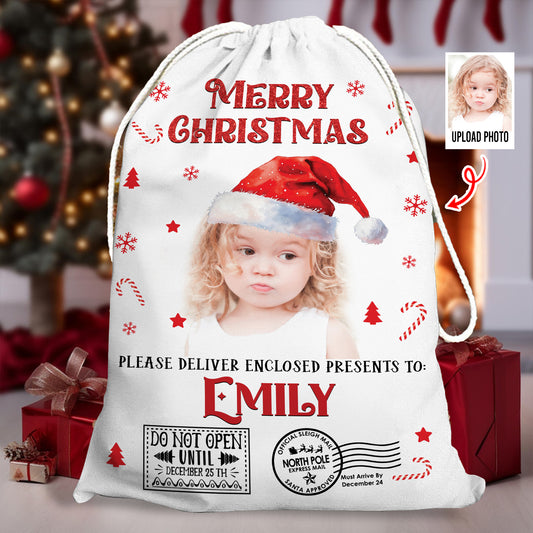 Personalized Merry Christmas Photo - Christmas Bag Gift For Family - Christmas Sack