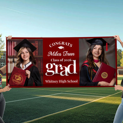 Class Of  2026 Basic Custom Photo Congrats Personalized Banner - Graduation Decor