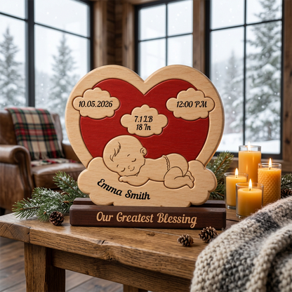 Personalized Baby New Born Cloud Puzzle - Custom Premium Wooden Name Puzzle - Christmas Gifts - New Mom New Dad
