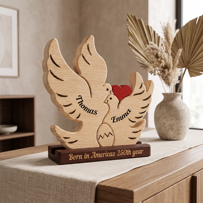 Personalized Bird Family Puzzle - Custom Premium Wooden Name Puzzle - Christmas Gifts