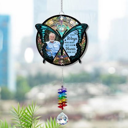 Butterfly I'm Always With You  - Ornament Hanging Piece With Crystal Charm - 2 Layered