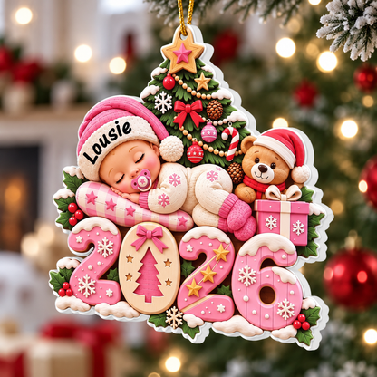 Custom 2026 Heart Gifts for New Mom New Dad Newborn - Real 3D Relief Ornament