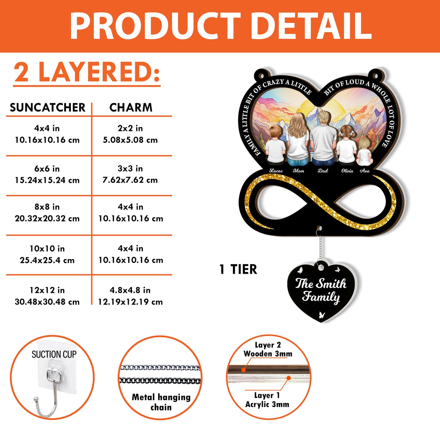 Always With You - 2 Layered Suncatcher with Charm - Memorial Gift