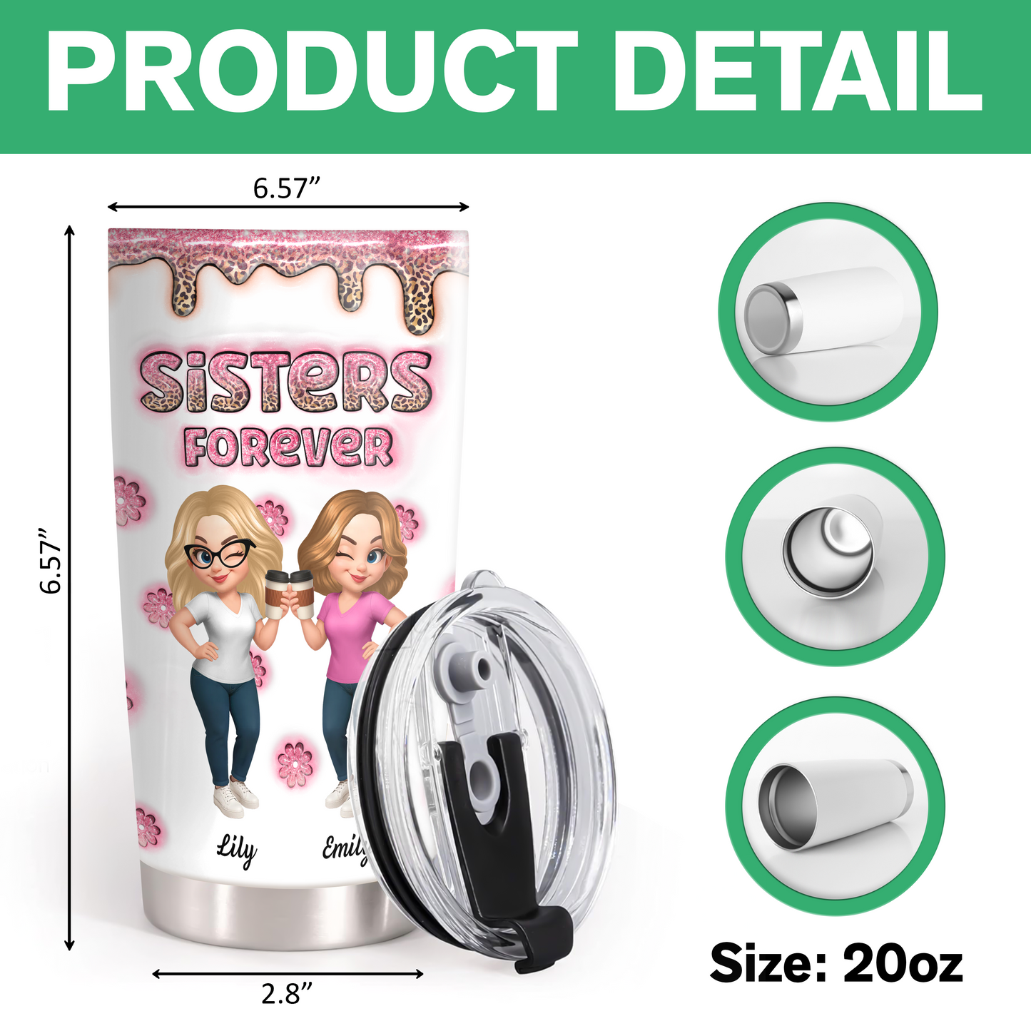 Sisters Forever - Personalized Custom Tumbler
