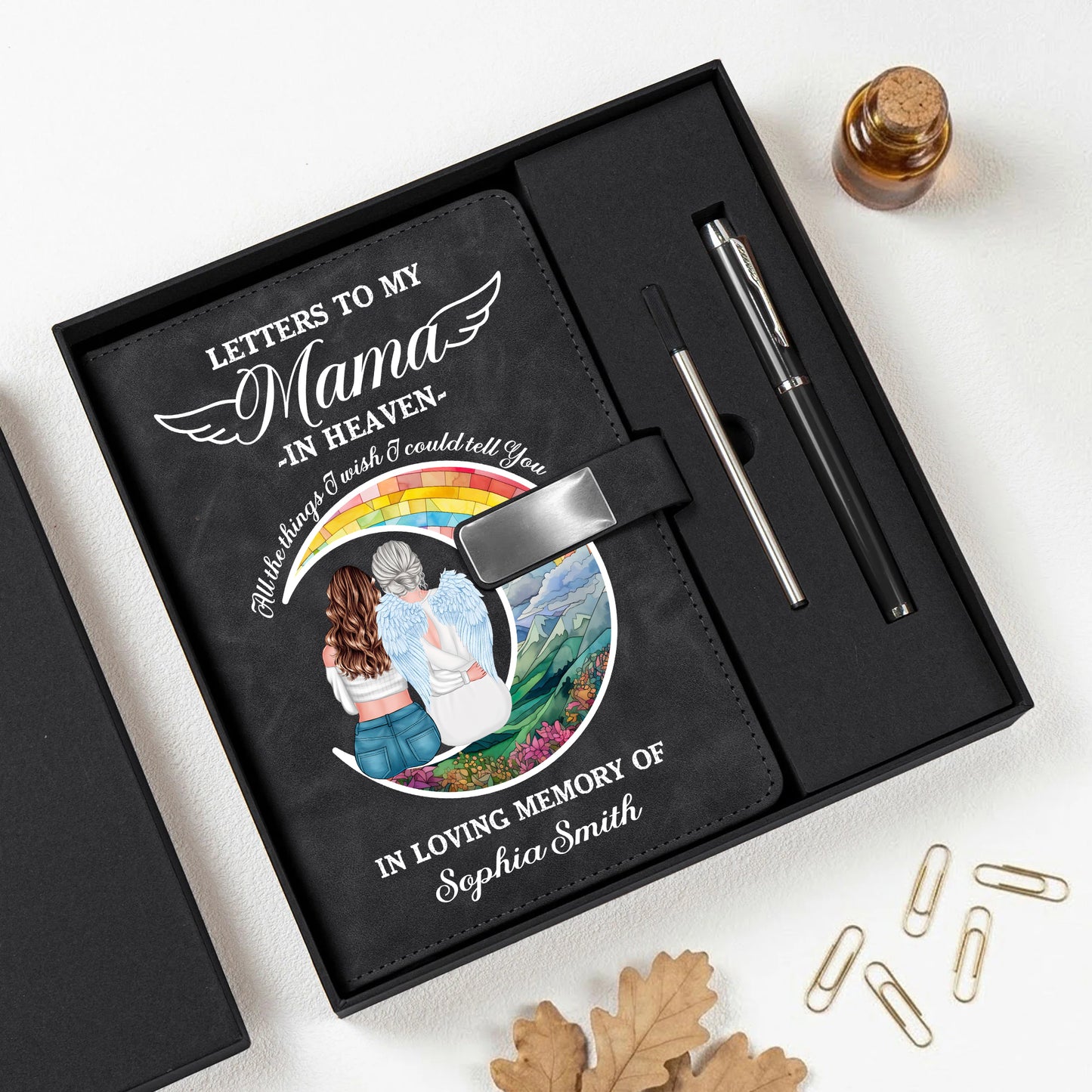Memorial Letters To Loved One In Heaven - Personalized Leather Notebook Set