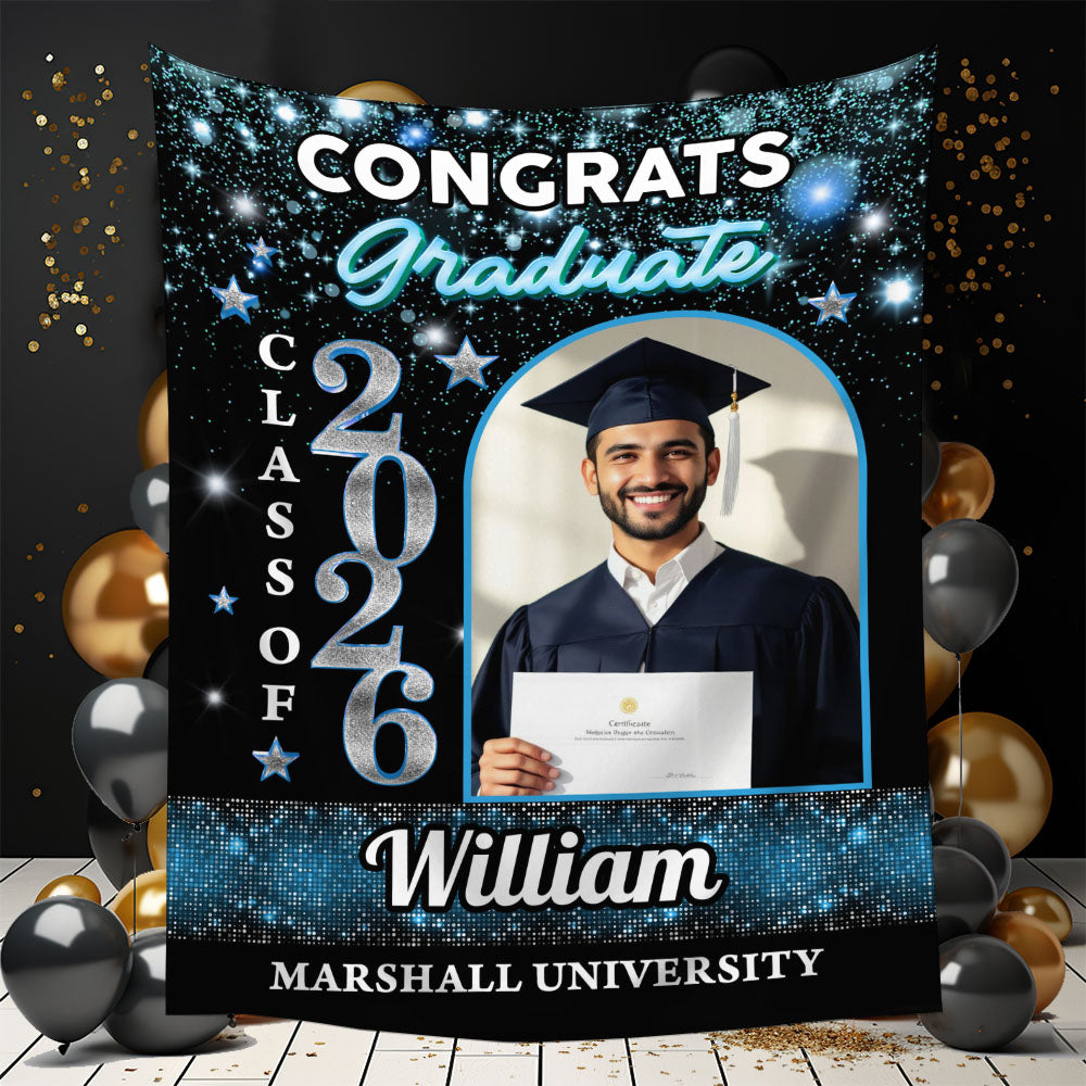 Congrats Grad Party Style Graduation Decor - Personalized Congrats Graduation Backdrop