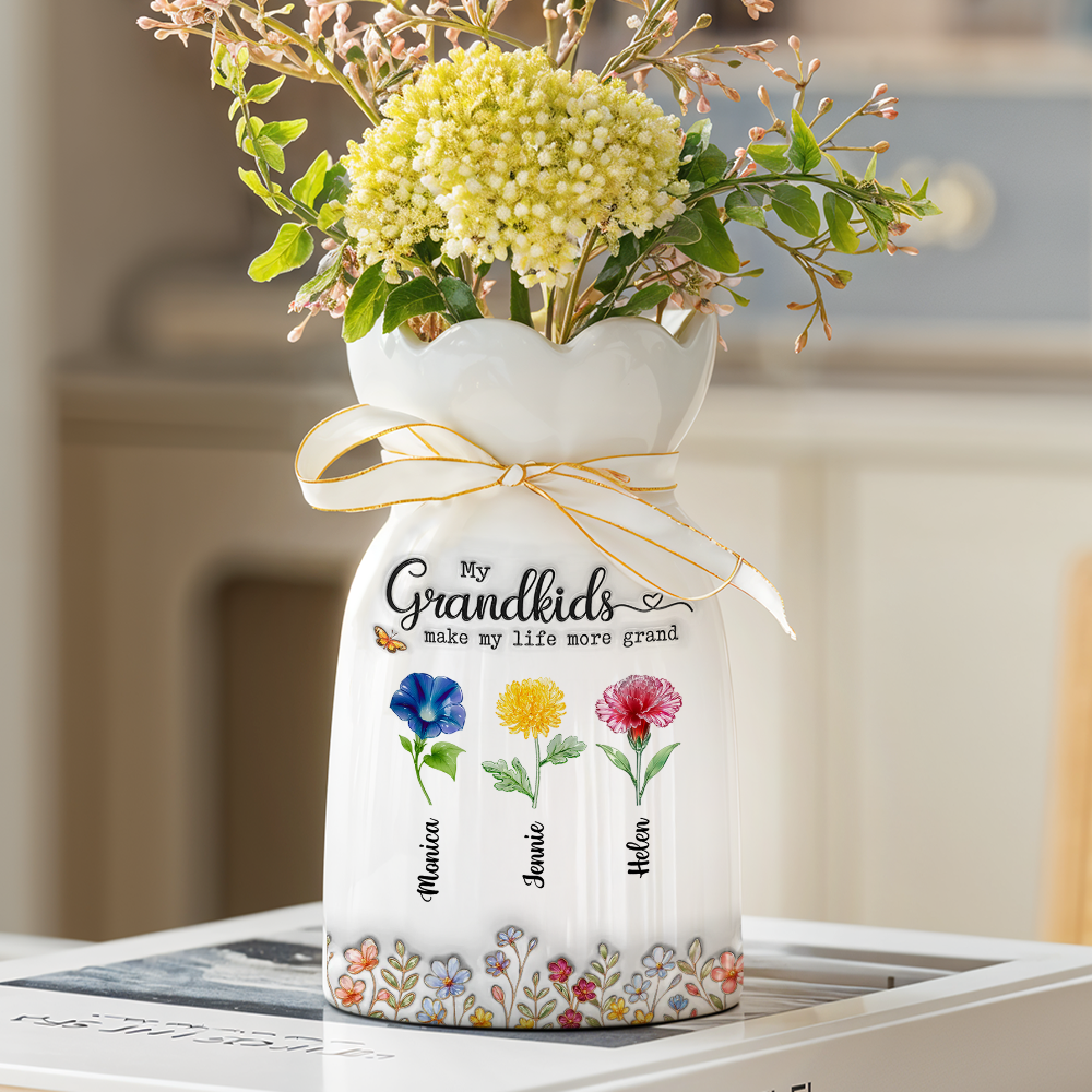 Make Life More Grand With Lovely Kids - Personalized Custom Ribbon Tie Flower Vase