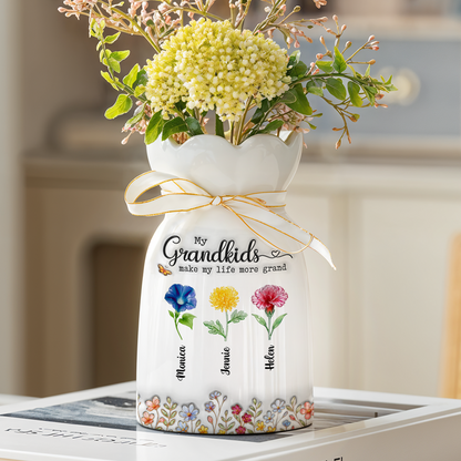 Make Life More Grand With Lovely Kids - Personalized Custom Ribbon Tie Flower Vase