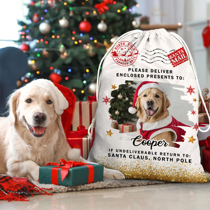 Christmas Dog Lover Bag Custom Photo - Christmas Bag Gift For Family - Christmas Sack