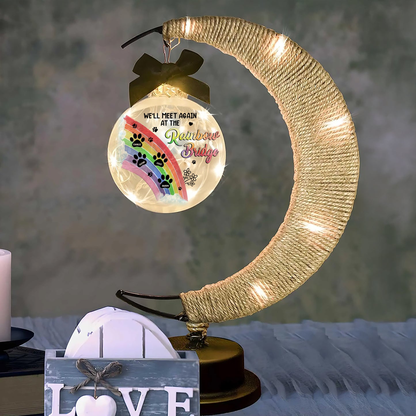 We Will Meet Again - Personalized Memorial Moon Led Lamp - Remembrance Gift, Sympathy Gift