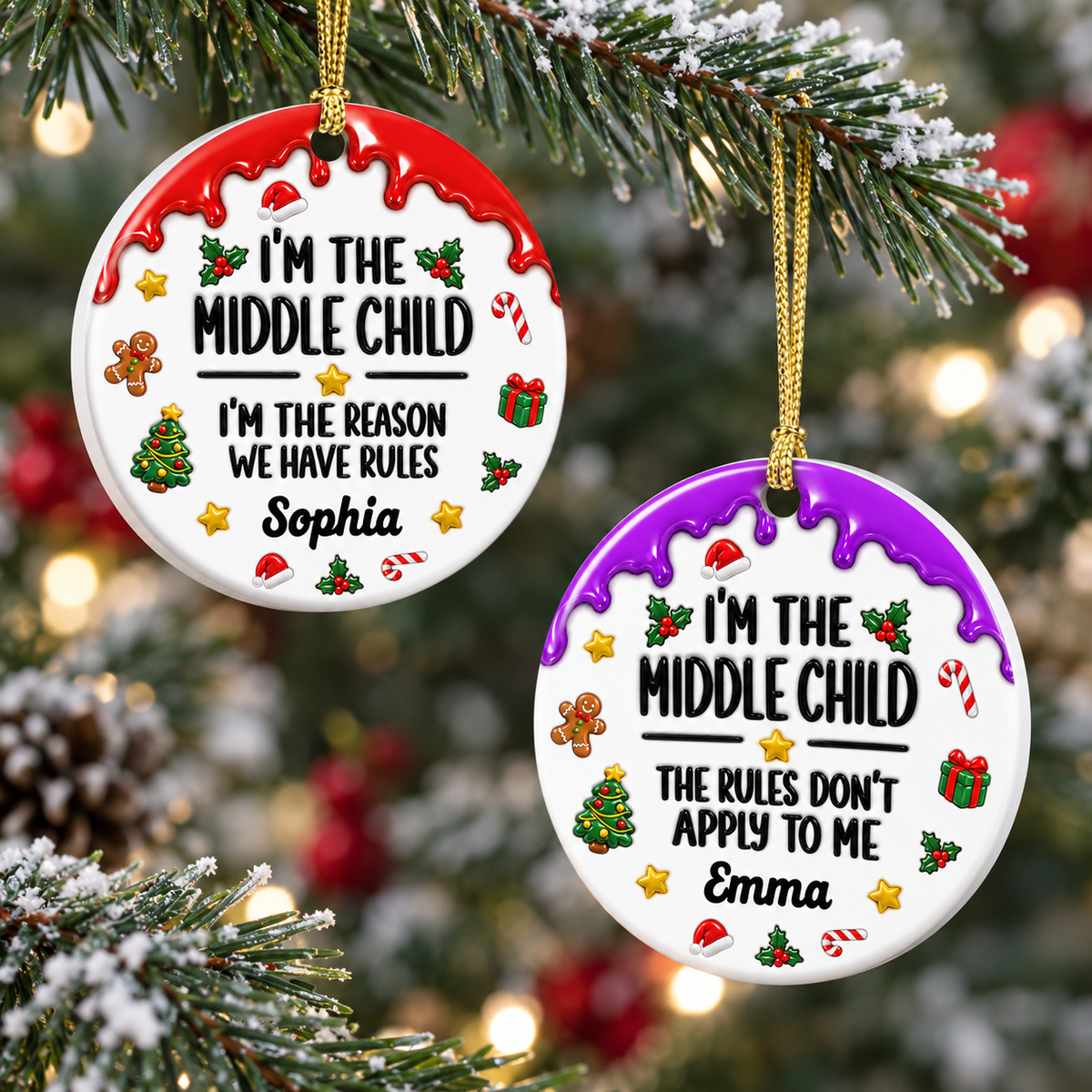 Funny Family Rules Merry Christmas - Real 3D Relief Ornament
