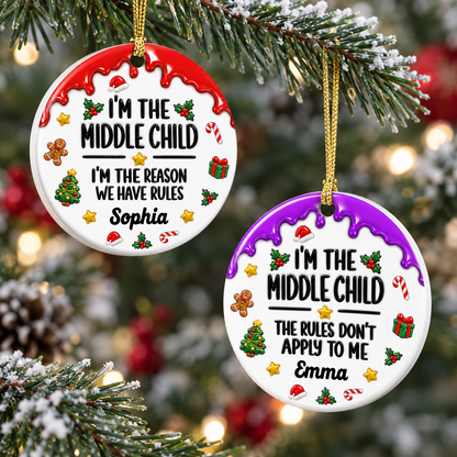 Funny Family Rules Merry Christmas - Real 3D Relief Ornament