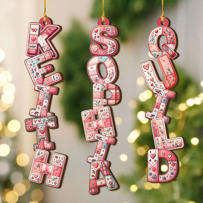 Custom Pink Letter - Custom Shaped 2 Layered Wood Christmas Ornament