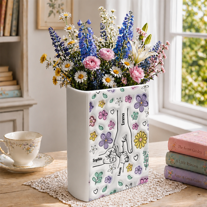 3D Effect Book Lovers - Personalized Ceramic Book Vase
