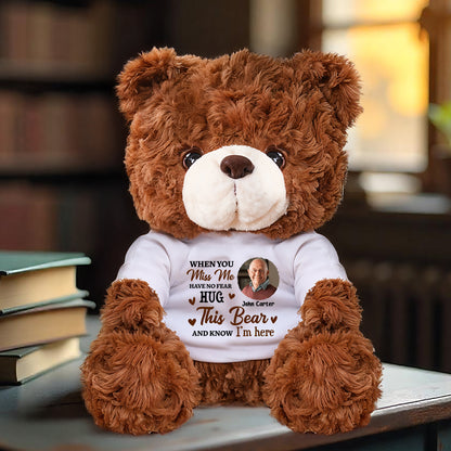 Hug From Heaven I Miss You - Memorial Personalized Custom Teddy Bear Plush - Sympathy Gift For Family Members