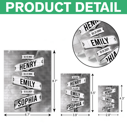 Personalized Family Names Date of Birth Vintage Street Sign Premium - Personalized Rectangle Building Brick