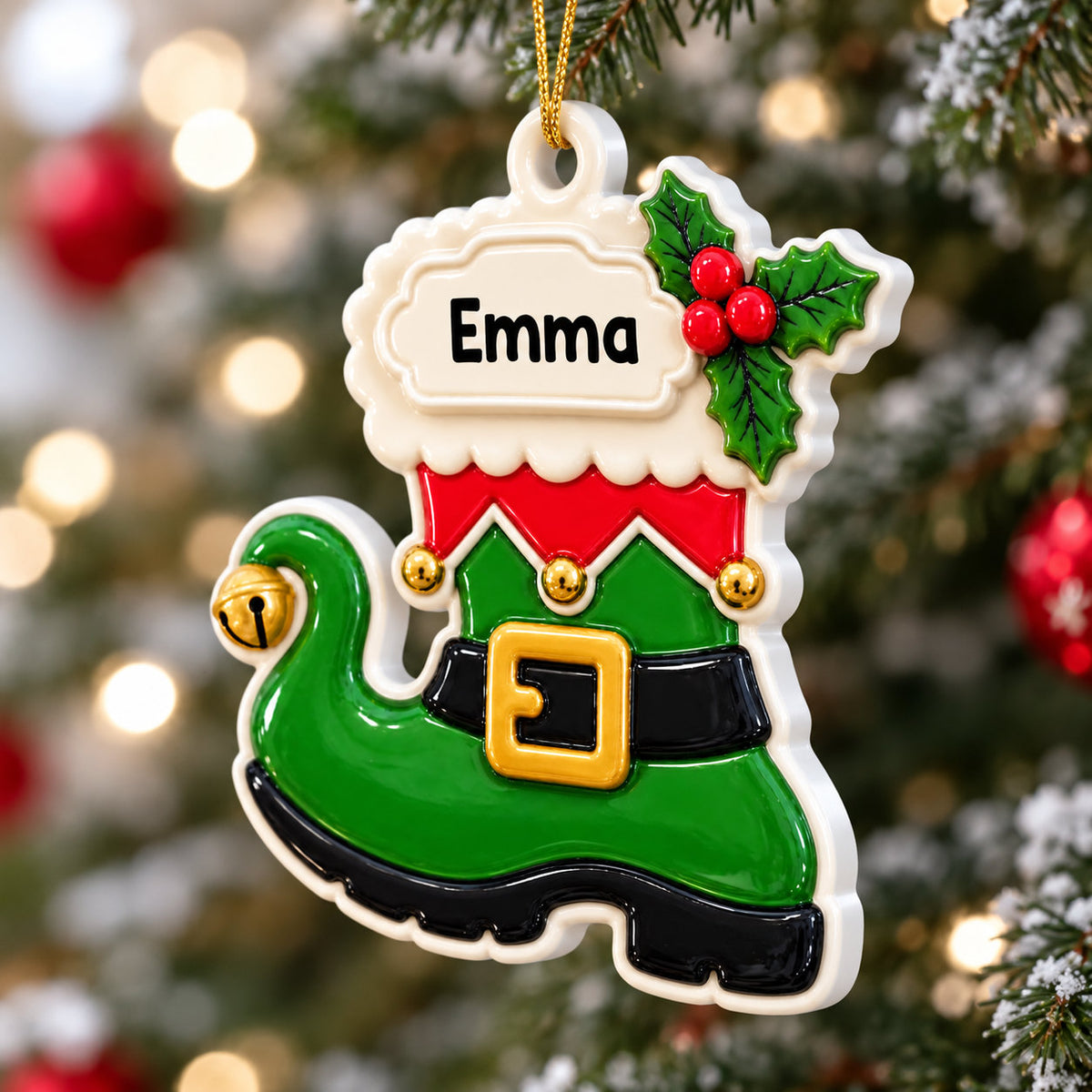 Personalized Santa Boot Ornament - Custom Name Christmas Keepsake for Kids and the Whole Family - - Real 3D Relief Ornament