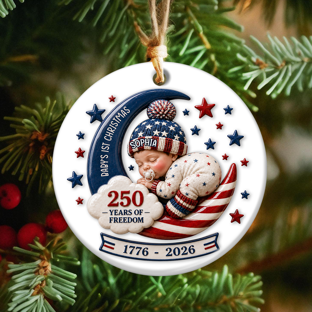 Baby's First Christmas Freedom - Real 3D Ceramic Ornament