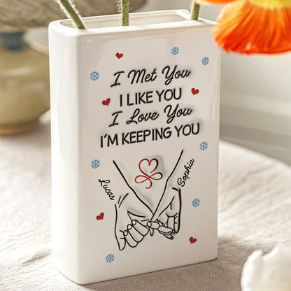 I Met You I Liked You I Love You - Personalized Ceramic Book Vase