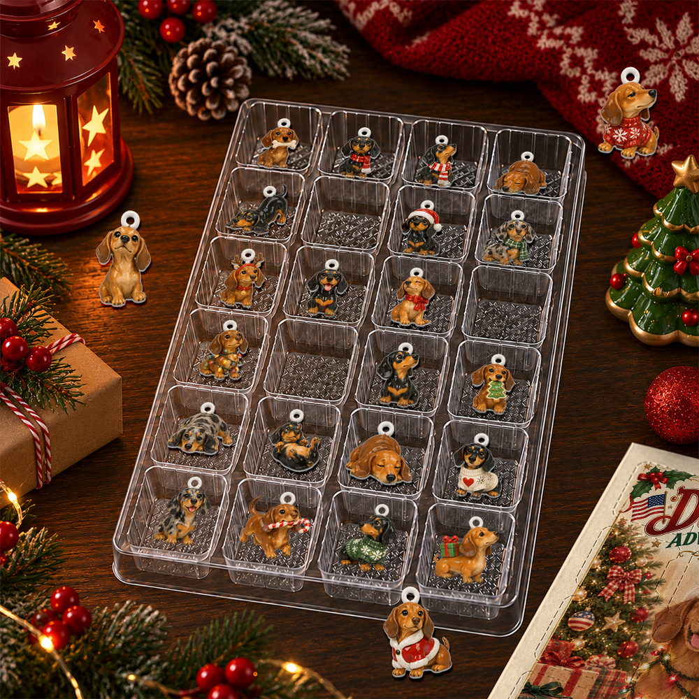 Dachshund Advent Calendar 2026 24 Day Christmas Countdown Box With Cute Cat Figurines - Advent Calendar Box-Box&Acrylic
