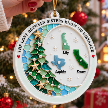 Connected By Heart Never Apart Merry Christmas - Real 3D Relief Ornament