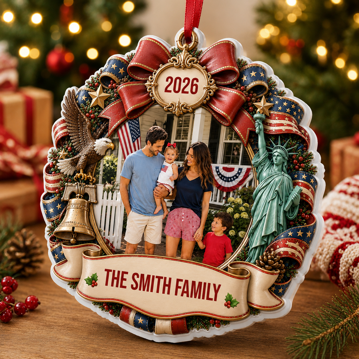 Wrapped In Family Love Merry Christmas - Real 3D Relief Ornament