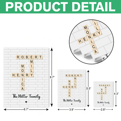 Family Crossword Custom Name Puzzle - Personalized Rectangle Building Brick