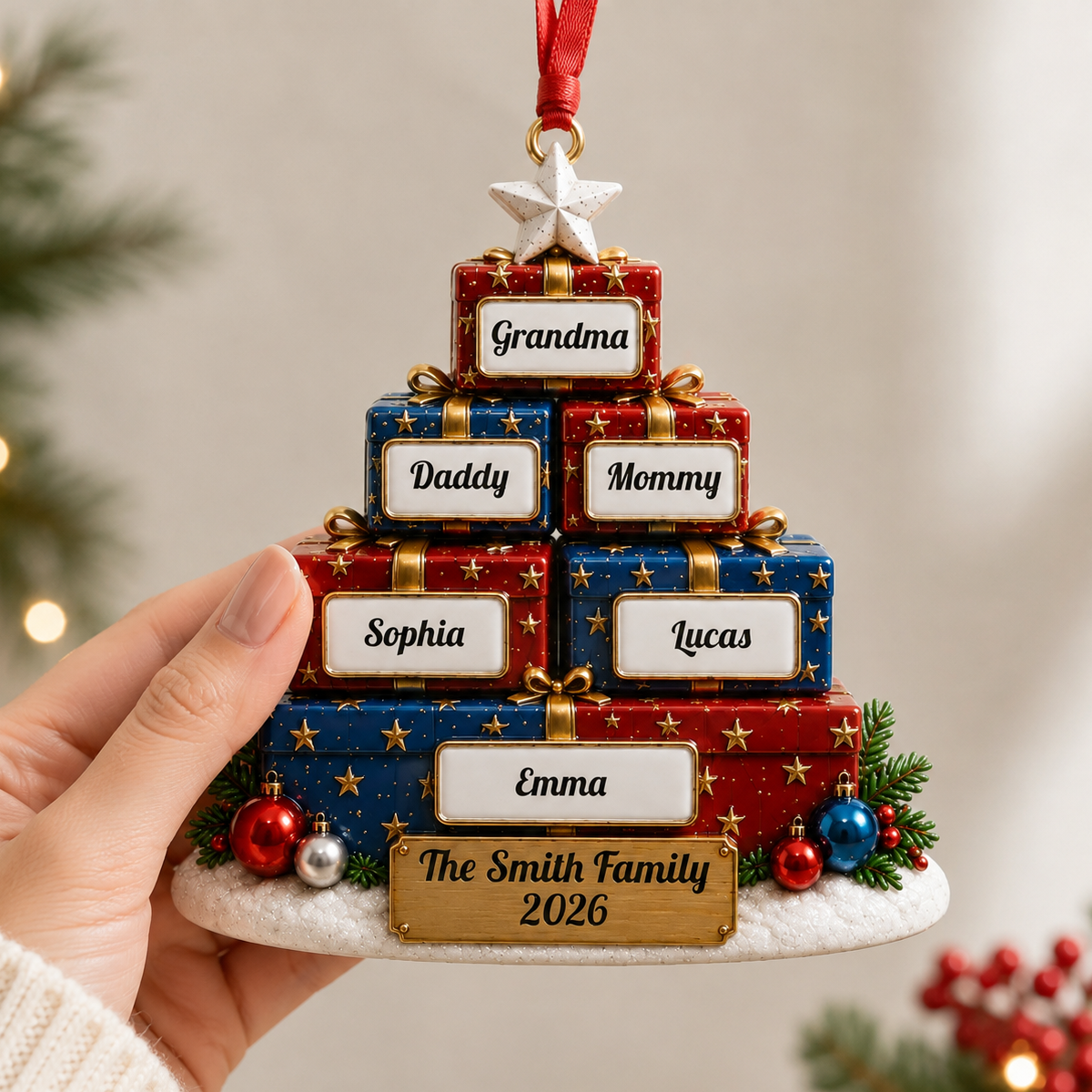250 Years Christmas Ornament, Patriotic - Real 3D Relief Ornament