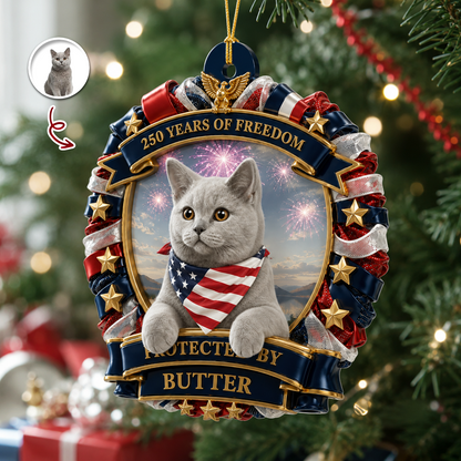 Personalized Dog Lovers 250th America Ornament Patriotic - Real 3D Relief Ornament 2