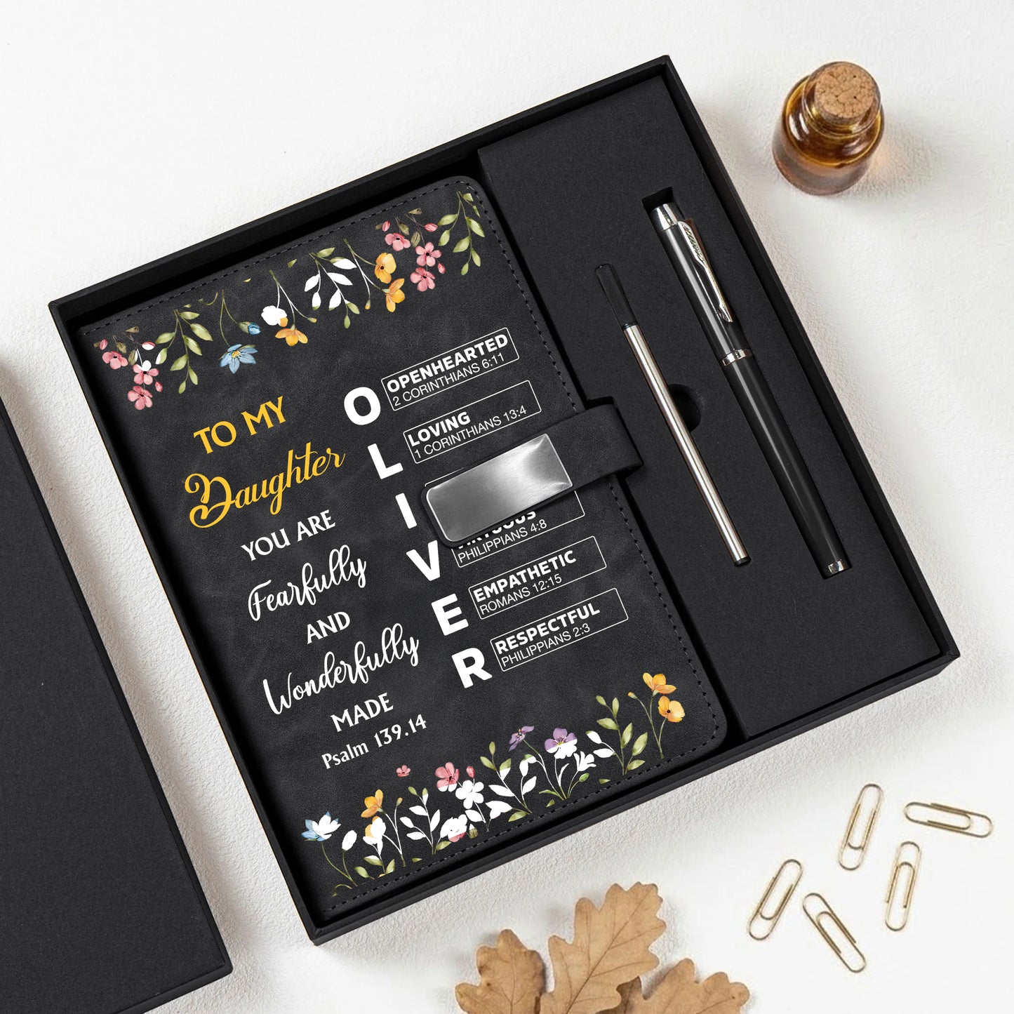 You Are Fearfully - Personalized Leather Notebook Set