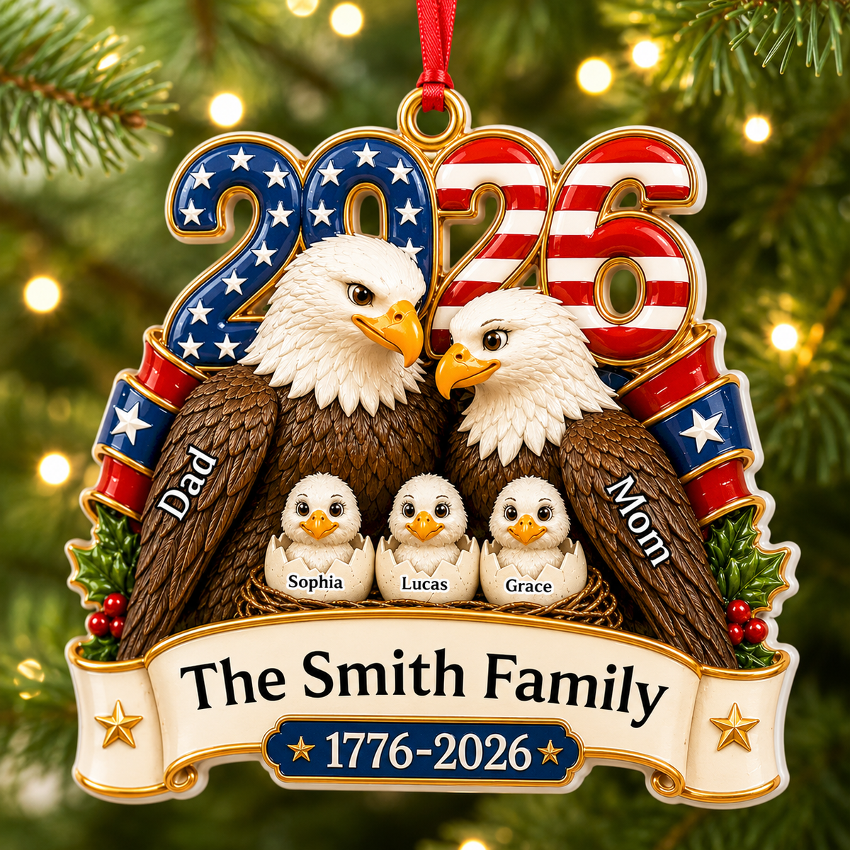 Love Anchored In Heritage And Pride 250 Years Of Freedom  - Real 3D Relief Ornament