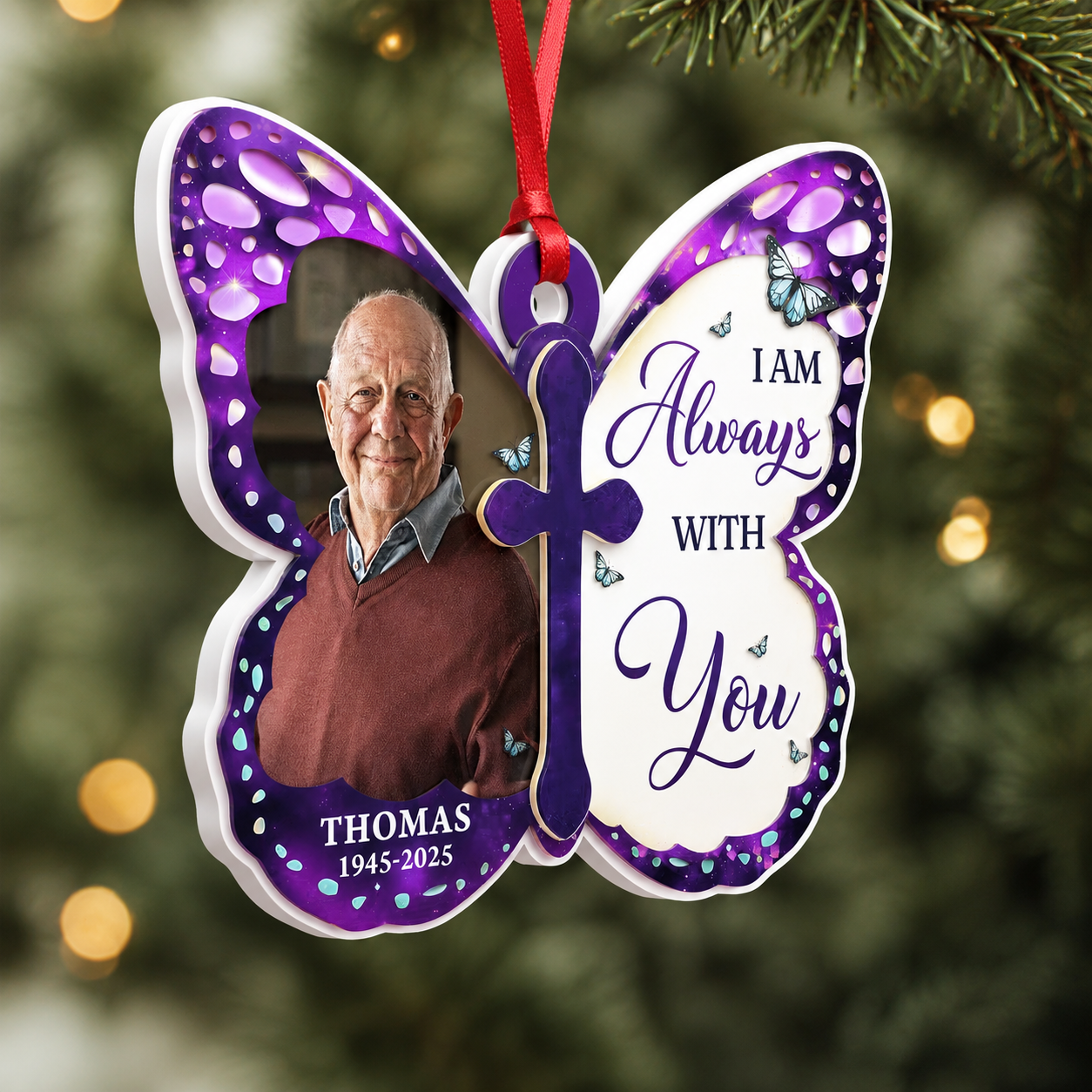 Forever Loved Never Forgotten Memorial Sympathy Gifts For Loss Of Mom, Dad - Real 3D Relief Ornament 2