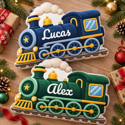 Train Custom Shaped Pillow - Personalized Custom Pillow - Gifts for Kids