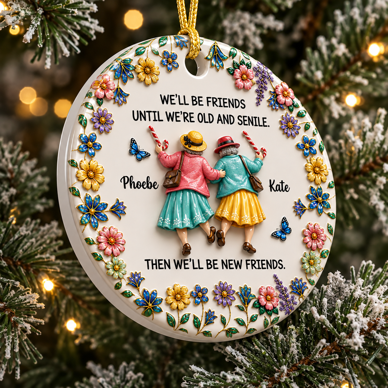 Friends Until We Are Old And Senile - Real 3D Ceramic Ornament