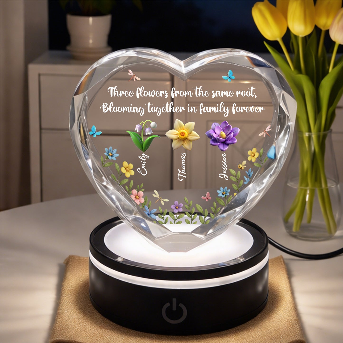 Blossoms Through Every Season - Personalized Custom Crystal Led Light
