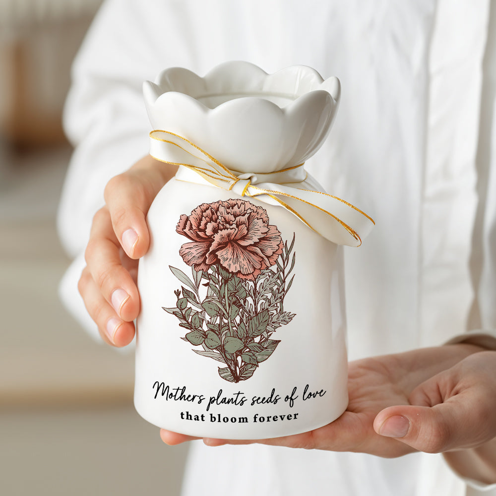 Mothers Plant Seed Of Love - Personalized Custom Ribbon Tie Flower Vase