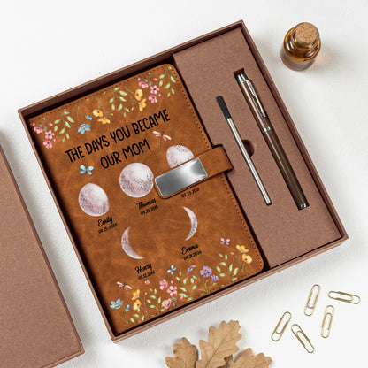 The Days You Become Our Mom - Personalized Leather Notebook Set