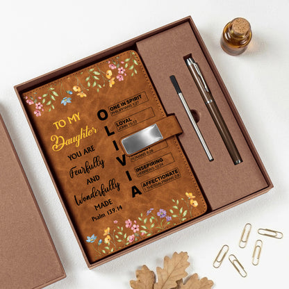 You Are Fearfully - Personalized Leather Notebook Set