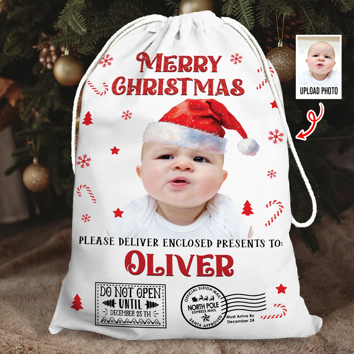 Personalized Merry Christmas Photo - Christmas Bag Gift For Family - Christmas Sack
