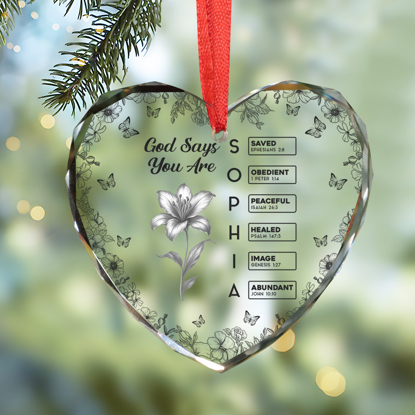 God Says I Am Heart Shape - Christmas Gifts - Personalized Custom Glass Ornament