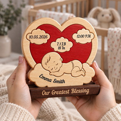 Personalized Baby New Born Cloud Puzzle - Custom Premium Wooden Name Puzzle - Christmas Gifts - New Mom New Dad