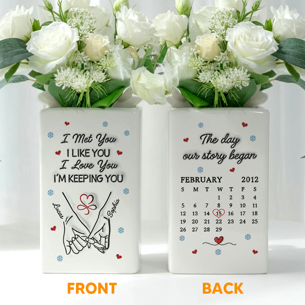 I Met You I Liked You I Love You - Personalized Ceramic Book Vase