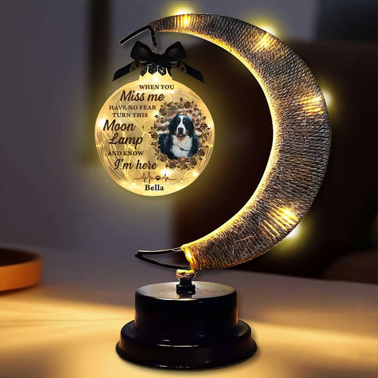 Custom Photo Four Paws, One Heart - Personalized Memorial Moon Led Lamp - Remembrance Gift, Sympathy Gift