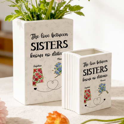 Home Is Wherever Sisters Are - Personalized Ceramic Book Vase