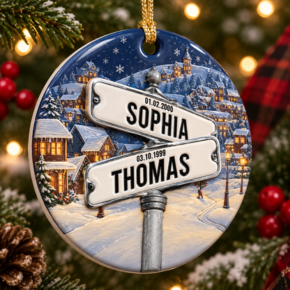 Vintage Street Sign Ornament 2026 - Real 3D Ceramic Ornament
