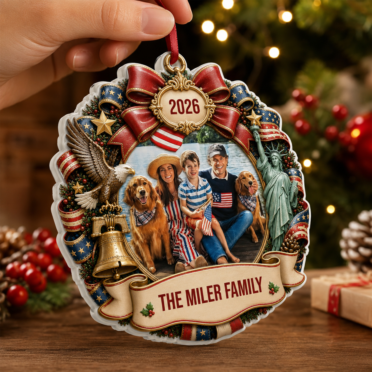 Wrapped In Family Love Merry Christmas - Real 3D Relief Ornament