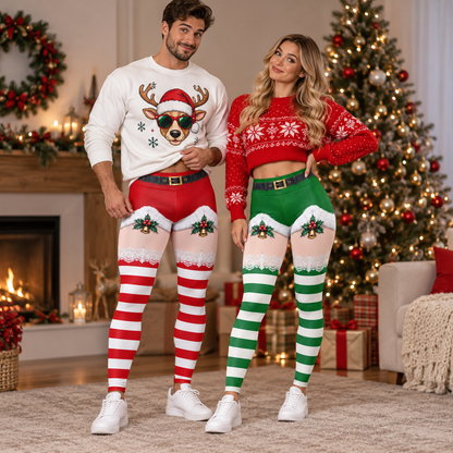 Custom Festive Christmas Santa Leggings for Women - Funny Christmas Gift For Her - Personalized  Leggings