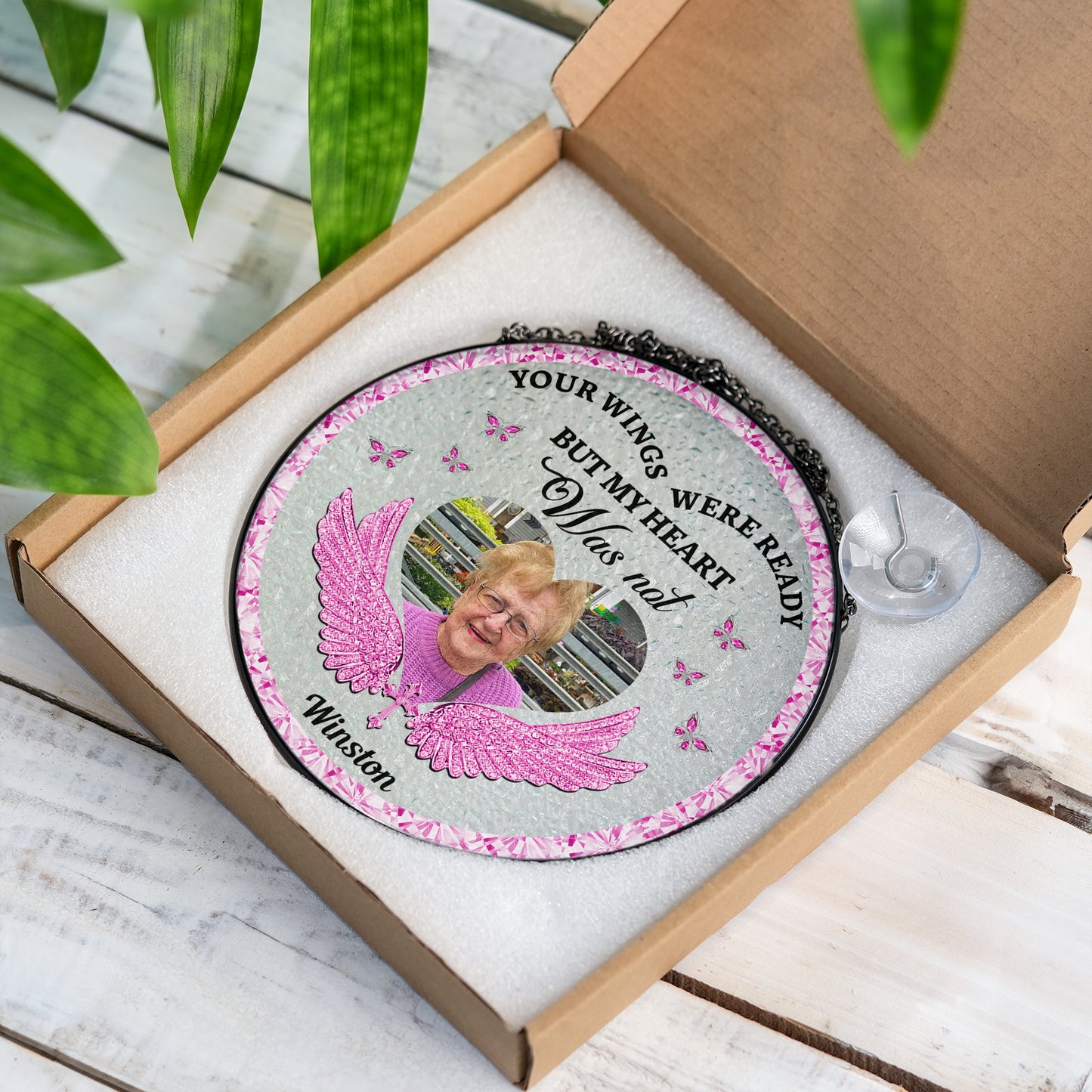 My Heart Was Not - Personalized Photo Stained Glass Window Hanging Suncatcher