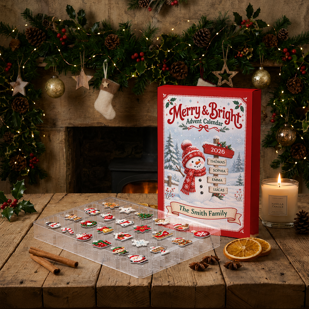 Merry And Bright Snowman Advent Calendar 2026 24 Day Christmas Countdown Box With Cute Figurines - Advent Calendar Box-Box&Acrylic